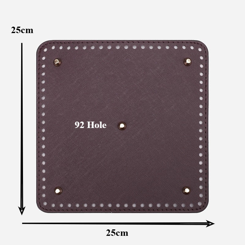 25cm Tapak Beg - Segi Empat Kulit PU (92 Lubang) - Bahan DIY Kraf Tangan - PU Leather Bag Base - 25cm Square