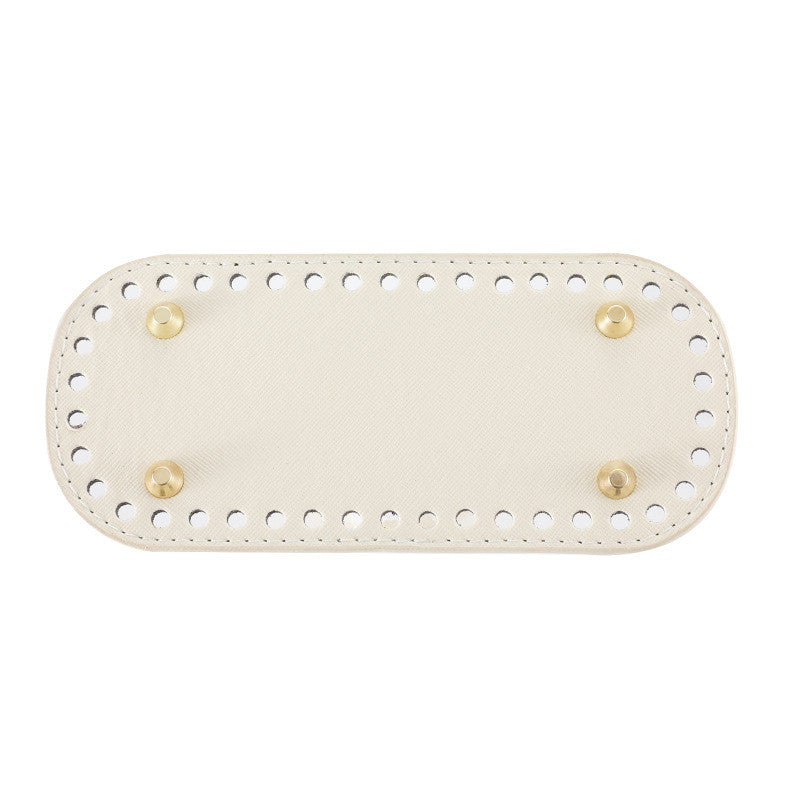 18x8cm Tapak Beg - Bentuk Bujur Kulit PU (42 Lubang) - Bahan DIY Kraf Tangan - PU Leather Bag Base - 18x8cm Oval