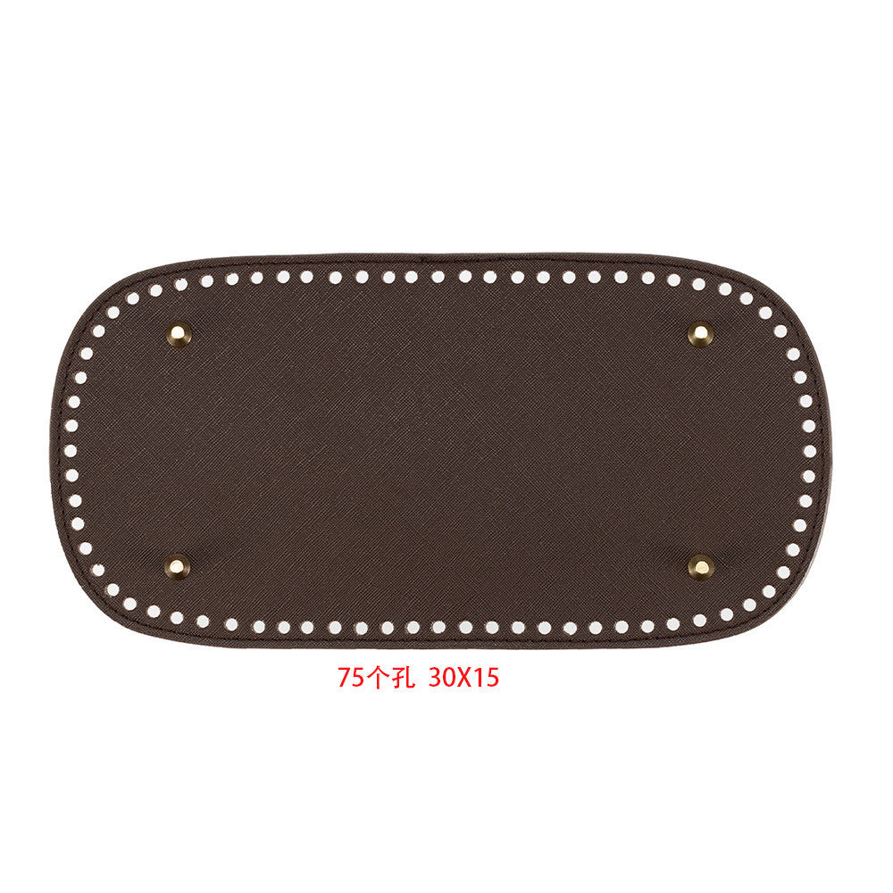 30x15cm Tapak Beg - Bentuk Bujur Kulit PU (76 Lubang) - Bahan DIY Kraf Tangan - PU Leather Bag Base - 30x15cm Oval