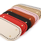 22x10cm Tapak Beg - Bentuk Bujur Kulit PU (52 Lubang) - Bahan DIY Kraf Tangan - PU Leather Bag Base - 22x10cm Oval