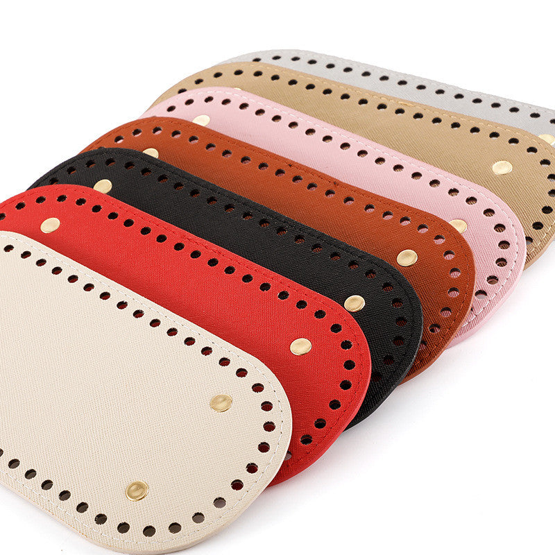 22x10cm Tapak Beg - Bentuk Bujur Kulit PU (52 Lubang) - Bahan DIY Kraf Tangan - PU Leather Bag Base - 22x10cm Oval