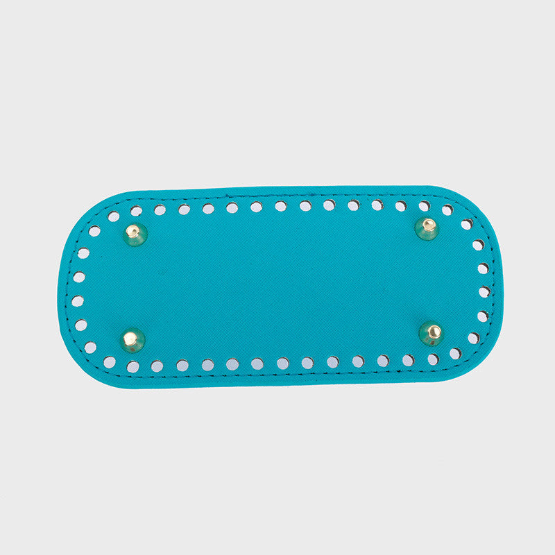 18x8cm Tapak Beg - Bentuk Bujur Kulit PU (42 Lubang) - Bahan DIY Kraf Tangan - PU Leather Bag Base - 18x8cm Oval