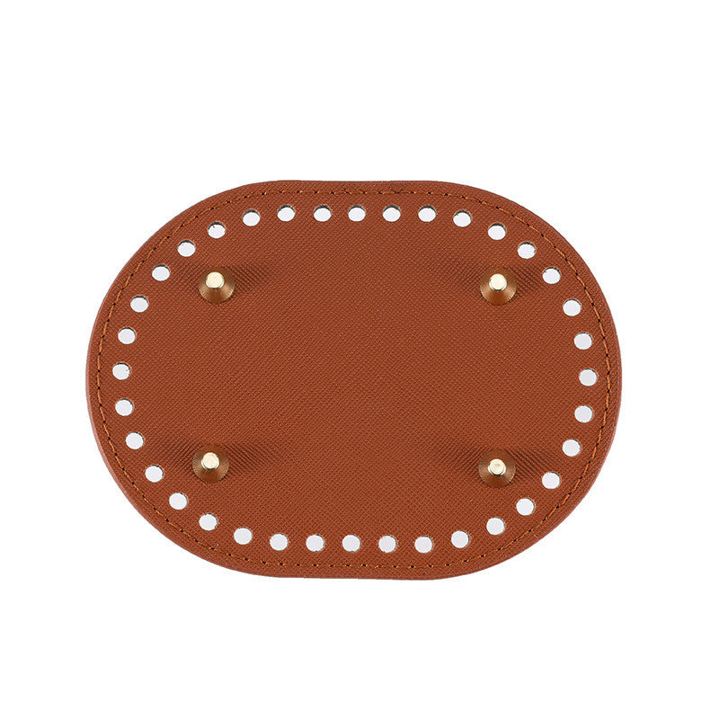 14.5x11cm Tapak Beg - Bentuk Bujur Kulit PU (36 Lubang) - Bahan DIY Kraf Tangan - PU Leather Bag Base - 14.5x11cm Oval
