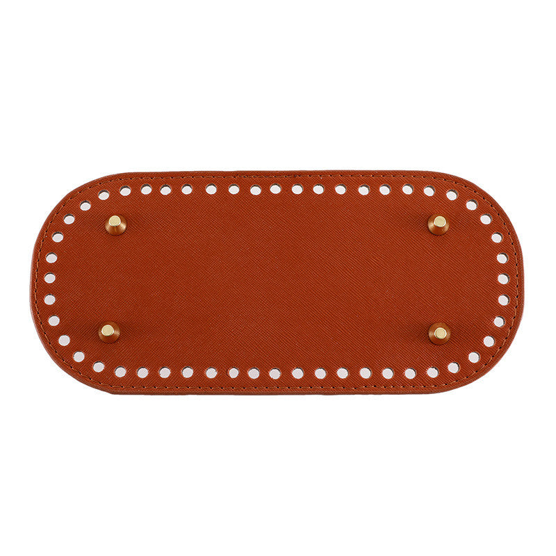 22x10cm Tapak Beg - Bentuk Bujur Kulit PU (52 Lubang) - Bahan DIY Kraf Tangan - PU Leather Bag Base - 22x10cm Oval
