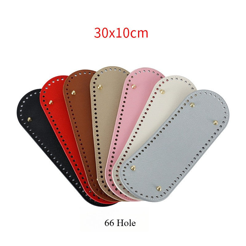 30x10cm Tapak Beg Bentuk Bujur Kulit PU (66 Lubang) - Bahan DIY Kraf Tangan - PU Leather Bag Base - 30x10cm Oval