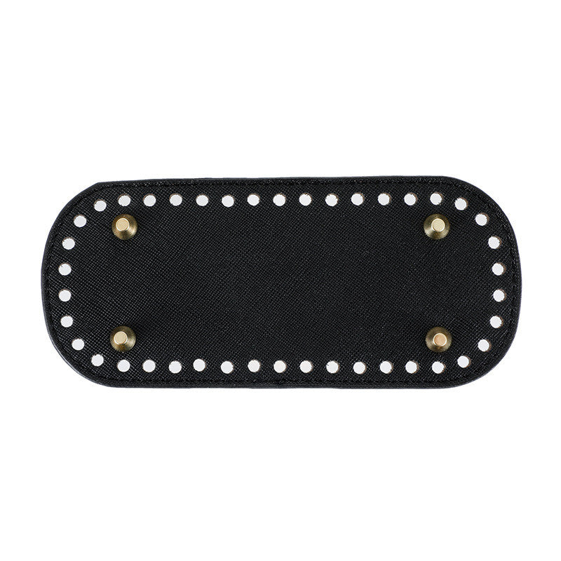 18x8cm Tapak Beg - Bentuk Bujur Kulit PU (42 Lubang) - Bahan DIY Kraf Tangan - PU Leather Bag Base - 18x8cm Oval