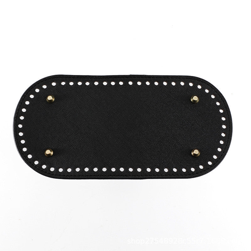 25x12cm Tapak Beg - Bentuk Bujur Kulit PU (60 Lubang) - Bahan DIY Kraf Tangan - PU Leather Bag Base - 25x12cm Oval
