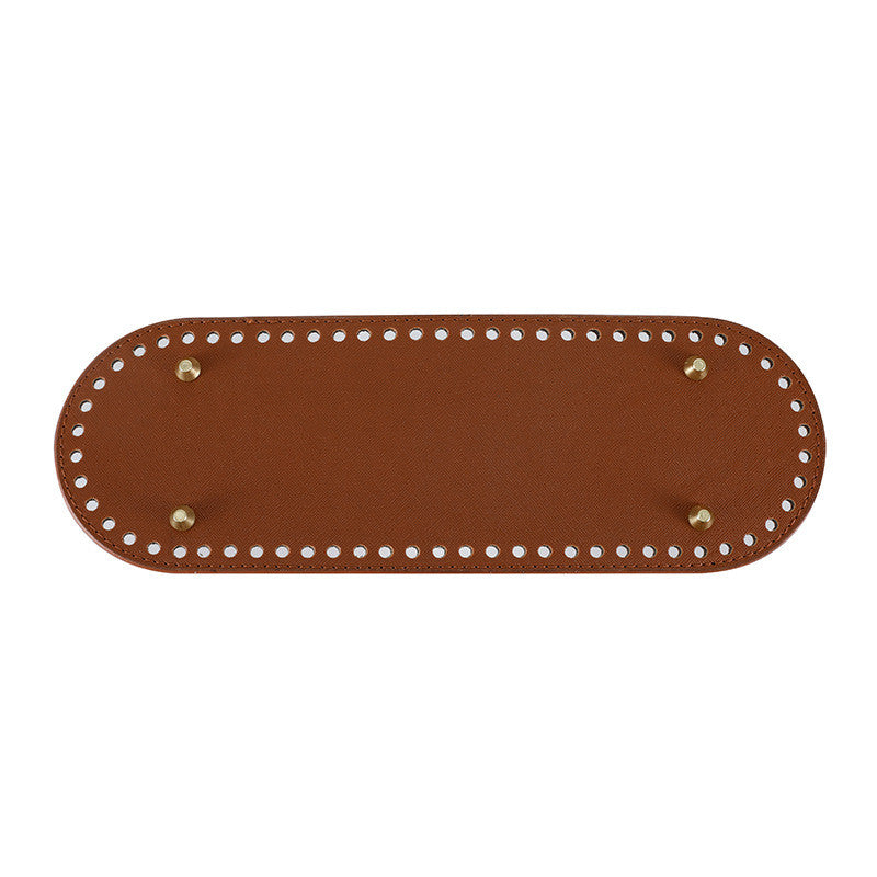 30x10cm Tapak Beg Bentuk Bujur Kulit PU (66 Lubang) - Bahan DIY Kraf Tangan - PU Leather Bag Base - 30x10cm Oval