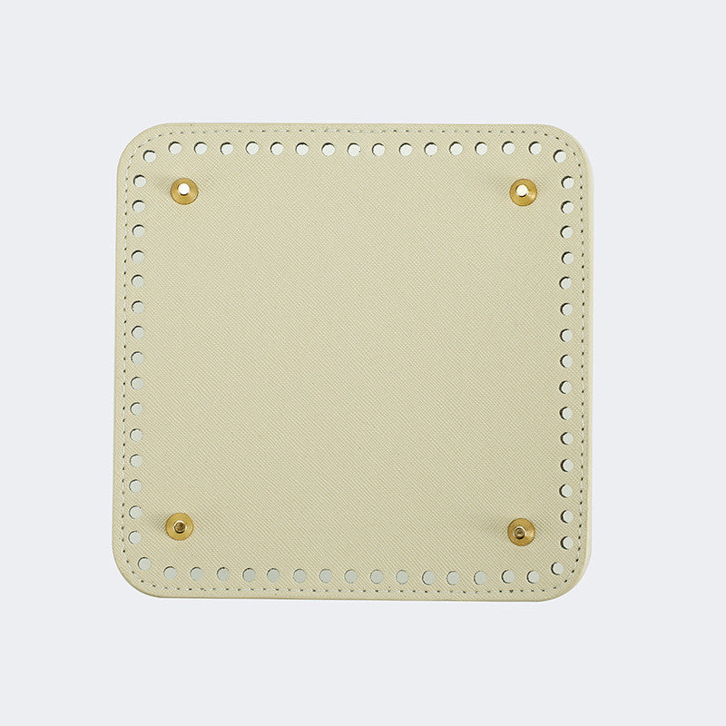 18x18cm Tapak Beg - Segi Empat Kulit PU (64 Lubang) - Bahan DIY Kraf Tangan - PU Leather Bag Base - 18x18cm Square