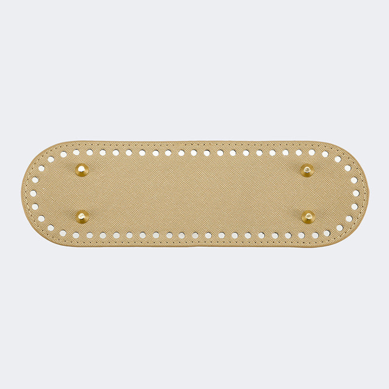 26x8cm Tapak Beg - Bentuk Bujur Kulit PU (56 Lubang) - Bahan DIY Kraf Tangan - PU Leather Bag Base - 26x8cm Oval