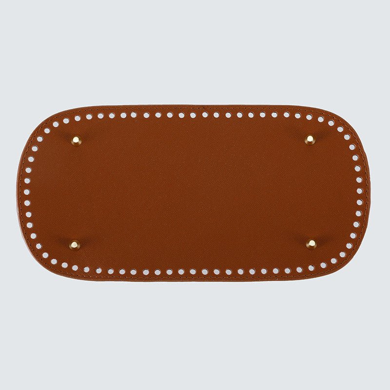30x15cm Tapak Beg - Bentuk Bujur Kulit PU (76 Lubang) - Bahan DIY Kraf Tangan - PU Leather Bag Base - 30x15cm Oval