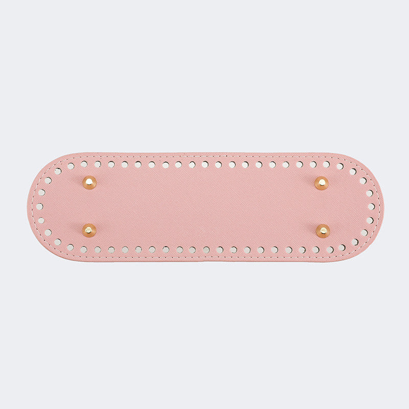 26x8cm Tapak Beg - Bentuk Bujur Kulit PU (56 Lubang) - Bahan DIY Kraf Tangan - PU Leather Bag Base - 26x8cm Oval