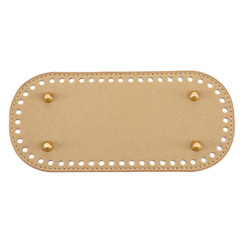 22x10cm Tapak Beg - Bentuk Bujur Kulit PU (52 Lubang) - Bahan DIY Kraf Tangan - PU Leather Bag Base - 22x10cm Oval