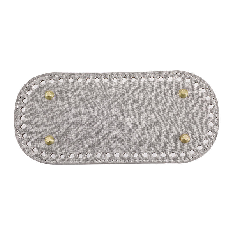22x10cm Tapak Beg - Bentuk Bujur Kulit PU (52 Lubang) - Bahan DIY Kraf Tangan - PU Leather Bag Base - 22x10cm Oval