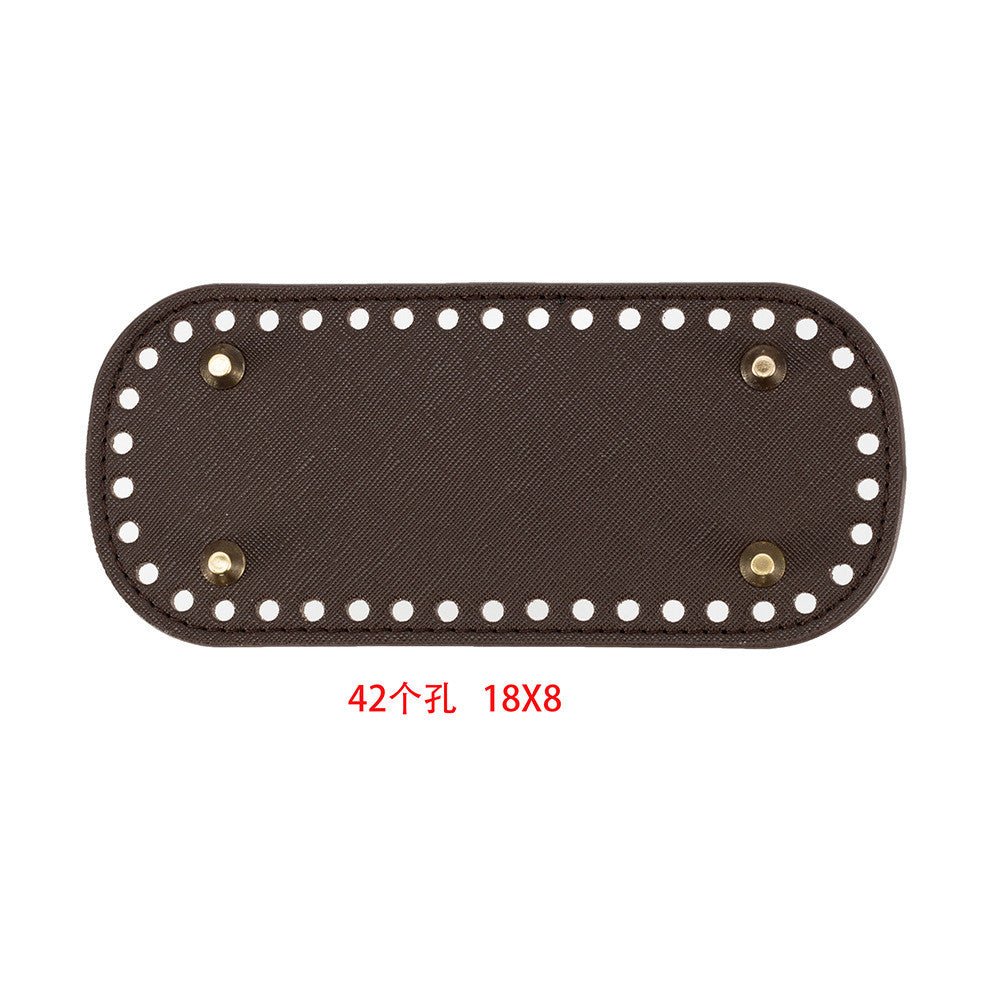 18x8cm Tapak Beg - Bentuk Bujur Kulit PU (42 Lubang) - Bahan DIY Kraf Tangan - PU Leather Bag Base - 18x8cm Oval