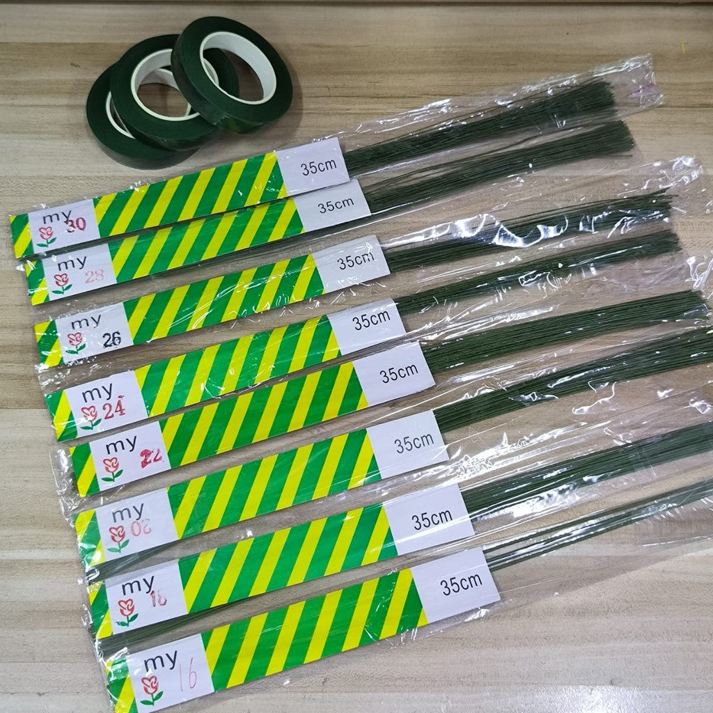 Flora Wire - Flower Wire - Dawai Bunga Hijau- Tape Hijau - Tape Bunga - Flower Stick- Floral Tape