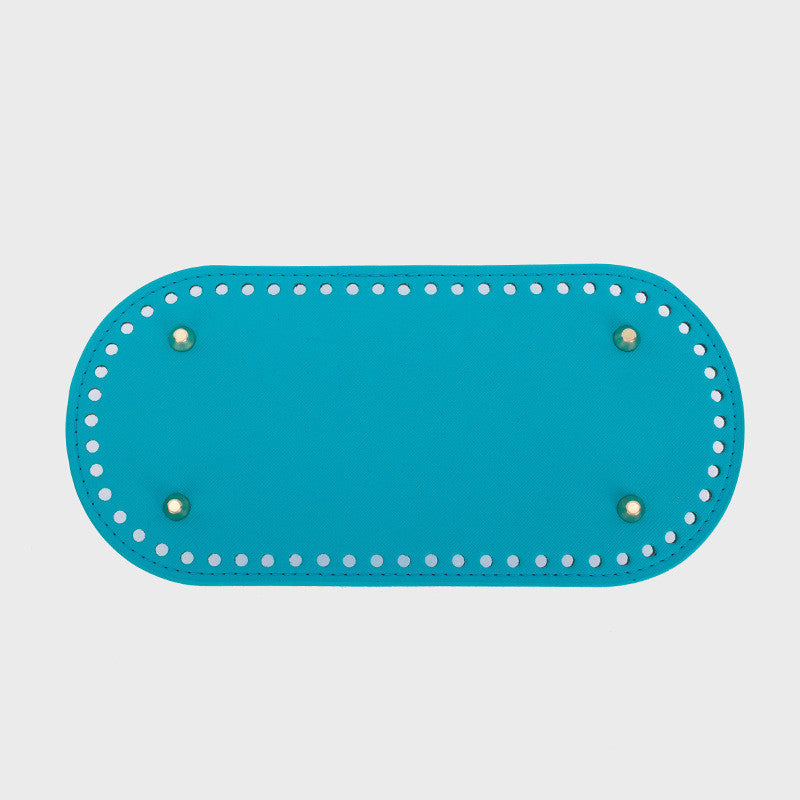 25x12cm Tapak Beg - Bentuk Bujur Kulit PU (60 Lubang) - Bahan DIY Kraf Tangan - PU Leather Bag Base - 25x12cm Oval