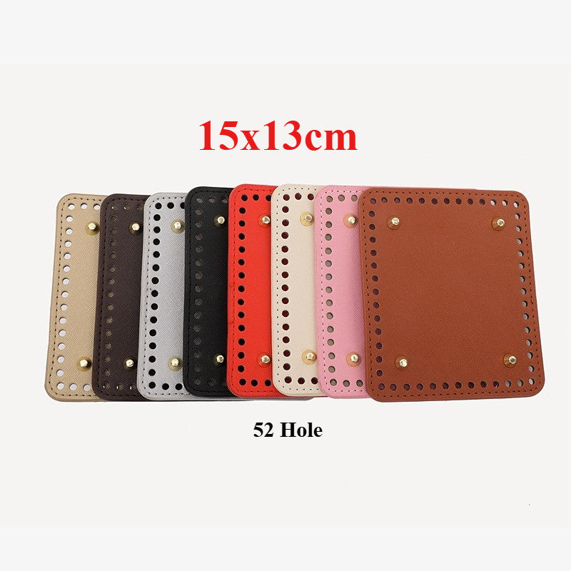 15x13cm Tapak Beg - Segi Empat Kulit PU (52 Lubang) - Bahan DIY Kraf Tangan - PU Leather Bag Base - 15x13cm Square