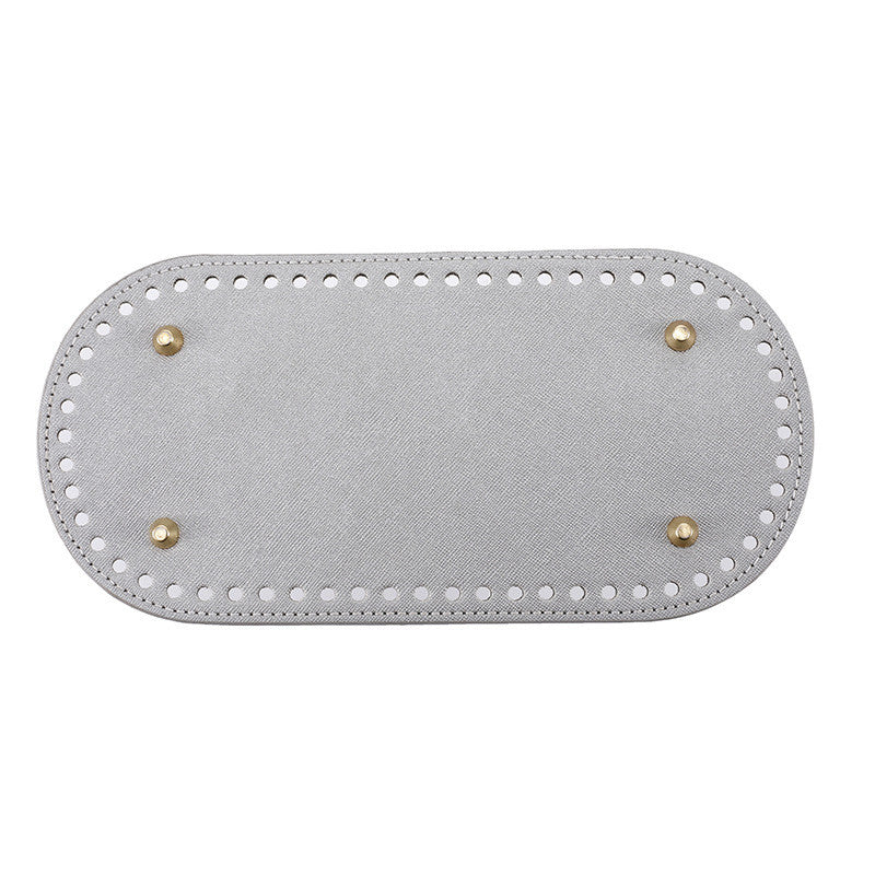 25x12cm Tapak Beg - Bentuk Bujur Kulit PU (60 Lubang) - Bahan DIY Kraf Tangan - PU Leather Bag Base - 25x12cm Oval