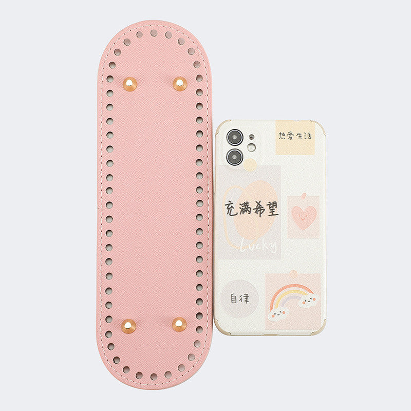 26x8cm Tapak Beg - Bentuk Bujur Kulit PU (56 Lubang) - Bahan DIY Kraf Tangan - PU Leather Bag Base - 26x8cm Oval