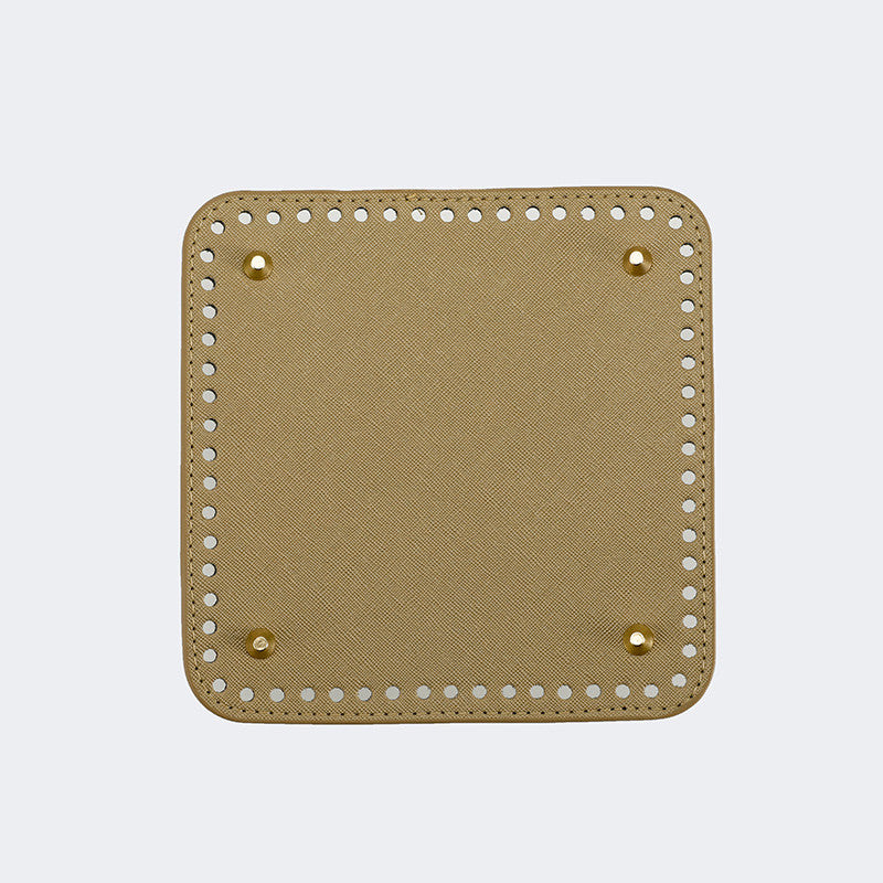 18x18cm Tapak Beg - Segi Empat Kulit PU (64 Lubang) - Bahan DIY Kraf Tangan - PU Leather Bag Base - 18x18cm Square