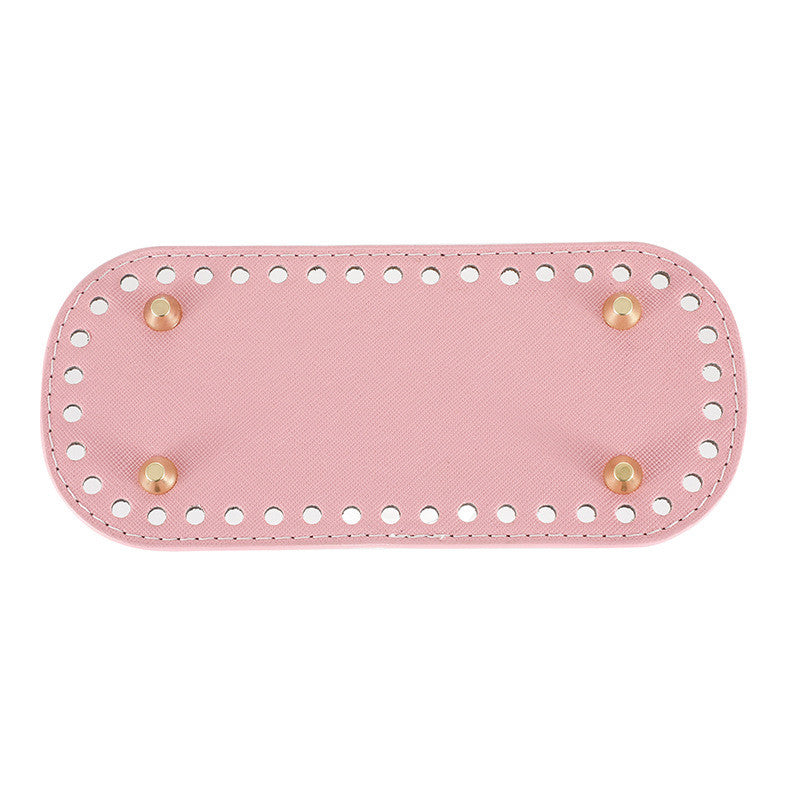 18x8cm Tapak Beg - Bentuk Bujur Kulit PU (42 Lubang) - Bahan DIY Kraf Tangan - PU Leather Bag Base - 18x8cm Oval