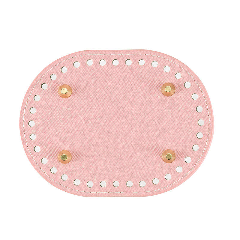 14.5x11cm Tapak Beg - Bentuk Bujur Kulit PU (36 Lubang) - Bahan DIY Kraf Tangan - PU Leather Bag Base - 14.5x11cm Oval