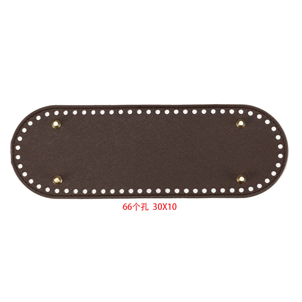 30x10cm Tapak Beg Bentuk Bujur Kulit PU (66 Lubang) - Bahan DIY Kraf Tangan - PU Leather Bag Base - 30x10cm Oval