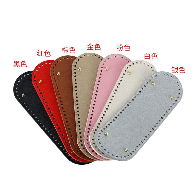 30x10cm Tapak Beg Bentuk Bujur Kulit PU (66 Lubang) - Bahan DIY Kraf Tangan - PU Leather Bag Base - 30x10cm Oval