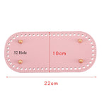 22x10cm Tapak Beg - Bentuk Bujur Kulit PU (52 Lubang) - Bahan DIY Kraf Tangan - PU Leather Bag Base - 22x10cm Oval
