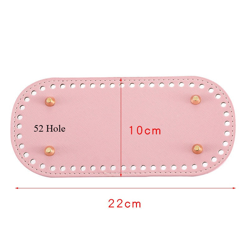 22x10cm Tapak Beg - Bentuk Bujur Kulit PU (52 Lubang) - Bahan DIY Kraf Tangan - PU Leather Bag Base - 22x10cm Oval