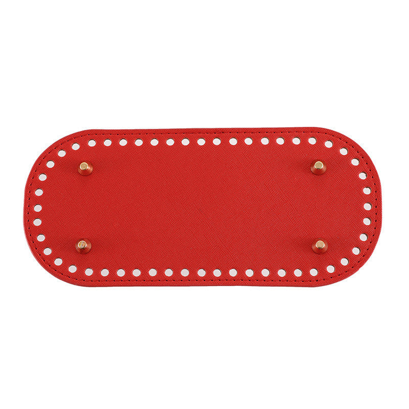 22x10cm Tapak Beg - Bentuk Bujur Kulit PU (52 Lubang) - Bahan DIY Kraf Tangan - PU Leather Bag Base - 22x10cm Oval