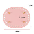 14.5x11cm Tapak Beg - Bentuk Bujur Kulit PU (36 Lubang) - Bahan DIY Kraf Tangan - PU Leather Bag Base - 14.5x11cm Oval