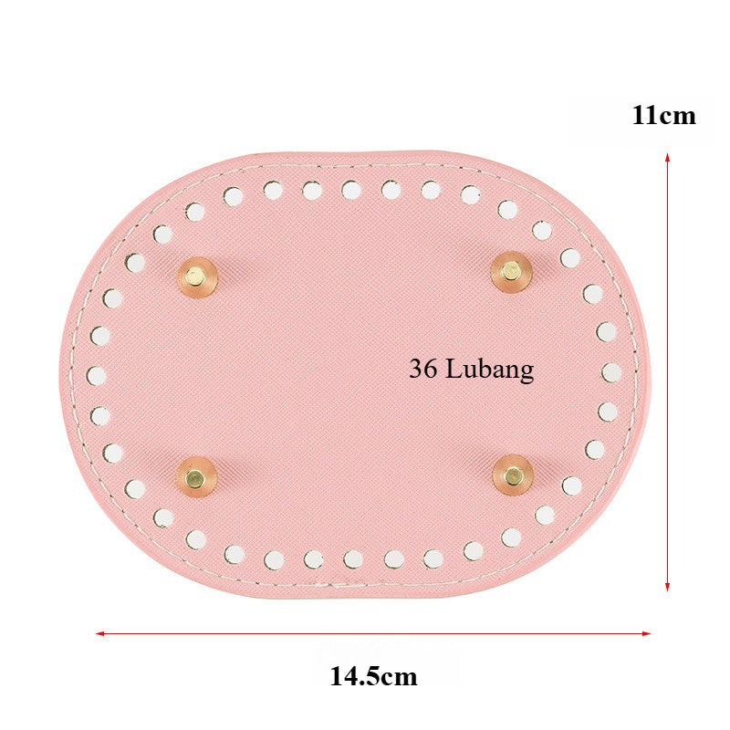 14.5x11cm Tapak Beg - Bentuk Bujur Kulit PU (36 Lubang) - Bahan DIY Kraf Tangan - PU Leather Bag Base - 14.5x11cm Oval
