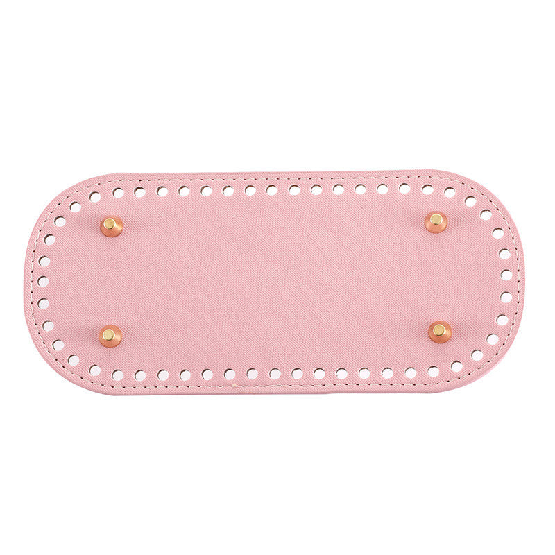 22x10cm Tapak Beg - Bentuk Bujur Kulit PU (52 Lubang) - Bahan DIY Kraf Tangan - PU Leather Bag Base - 22x10cm Oval