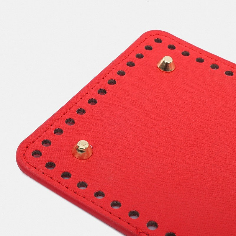 15x13cm Tapak Beg - Segi Empat Kulit PU (52 Lubang) - Bahan DIY Kraf Tangan - PU Leather Bag Base - 15x13cm Square