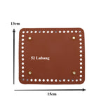 15x13cm Tapak Beg - Segi Empat Kulit PU (52 Lubang) - Bahan DIY Kraf Tangan - PU Leather Bag Base - 15x13cm Square