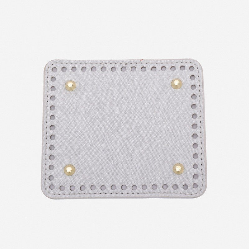 15x13cm Tapak Beg - Segi Empat Kulit PU (52 Lubang) - Bahan DIY Kraf Tangan - PU Leather Bag Base - 15x13cm Square