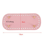 18x8cm Tapak Beg - Bentuk Bujur Kulit PU (42 Lubang) - Bahan DIY Kraf Tangan - PU Leather Bag Base - 18x8cm Oval