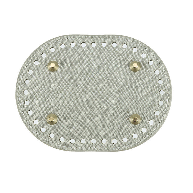 14.5x11cm Tapak Beg - Bentuk Bujur Kulit PU (36 Lubang) - Bahan DIY Kraf Tangan - PU Leather Bag Base - 14.5x11cm Oval