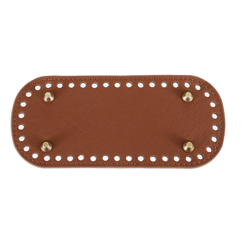 18x8cm Tapak Beg - Bentuk Bujur Kulit PU (42 Lubang) - Bahan DIY Kraf Tangan - PU Leather Bag Base - 18x8cm Oval