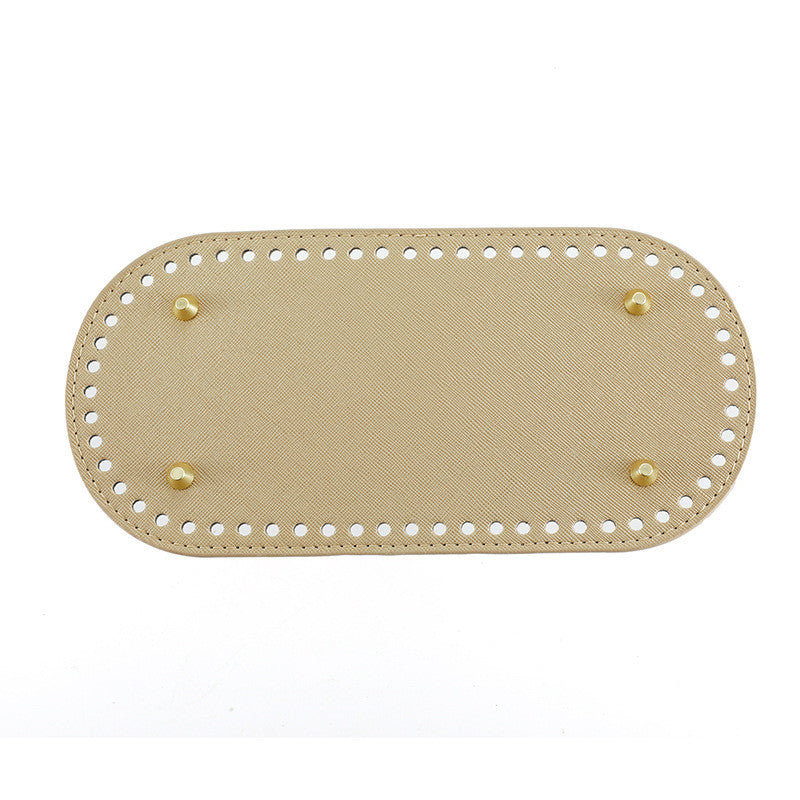 25x12cm Tapak Beg - Bentuk Bujur Kulit PU (60 Lubang) - Bahan DIY Kraf Tangan - PU Leather Bag Base - 25x12cm Oval