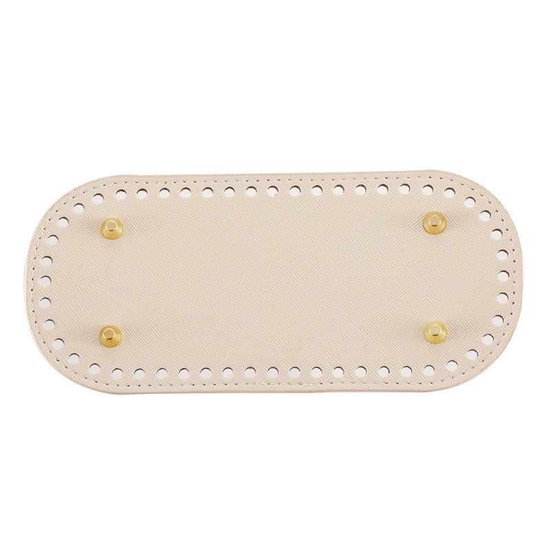 22x10cm Tapak Beg - Bentuk Bujur Kulit PU (52 Lubang) - Bahan DIY Kraf Tangan - PU Leather Bag Base - 22x10cm Oval