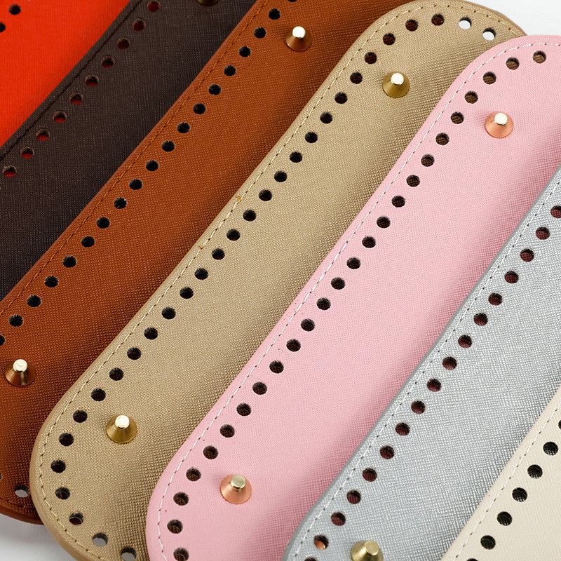 26x8cm Tapak Beg - Bentuk Bujur Kulit PU (56 Lubang) - Bahan DIY Kraf Tangan - PU Leather Bag Base - 26x8cm Oval