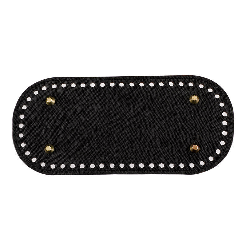 22x10cm Tapak Beg - Bentuk Bujur Kulit PU (52 Lubang) - Bahan DIY Kraf Tangan - PU Leather Bag Base - 22x10cm Oval