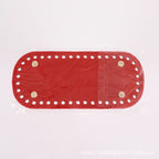 18x8cm Tapak Beg - Bentuk Bujur Kulit PU (42 Lubang) - Bahan DIY Kraf Tangan - PU Leather Bag Base - 18x8cm Oval