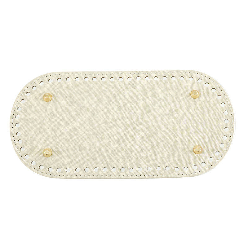 25x12cm Tapak Beg - Bentuk Bujur Kulit PU (60 Lubang) - Bahan DIY Kraf Tangan - PU Leather Bag Base - 25x12cm Oval