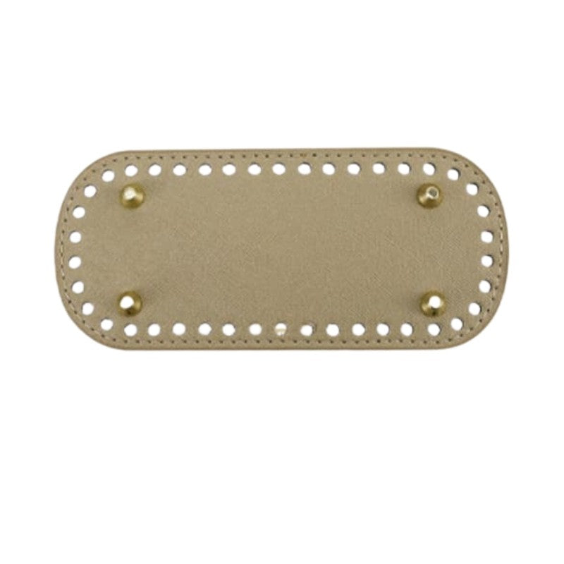 18x8cm Tapak Beg - Bentuk Bujur Kulit PU (42 Lubang) - Bahan DIY Kraf Tangan - PU Leather Bag Base - 18x8cm Oval