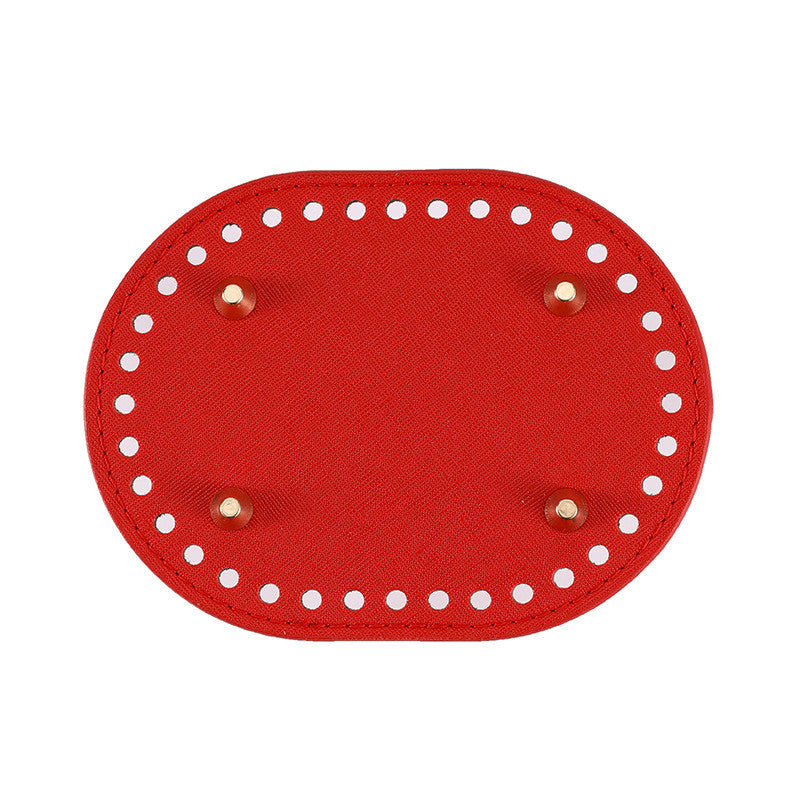 14.5x11cm Tapak Beg - Bentuk Bujur Kulit PU (36 Lubang) - Bahan DIY Kraf Tangan - PU Leather Bag Base - 14.5x11cm Oval
