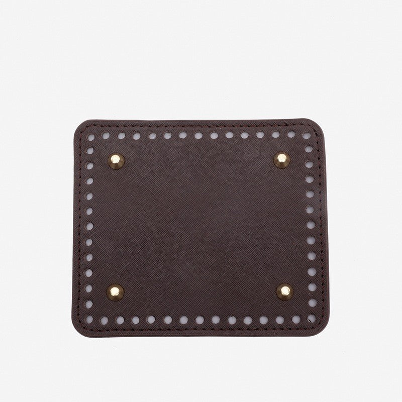 15x13cm Tapak Beg - Segi Empat Kulit PU (52 Lubang) - Bahan DIY Kraf Tangan - PU Leather Bag Base - 15x13cm Square